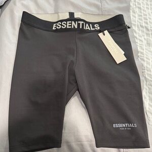 Essentials Black Biker Shorts with Logo Waistband